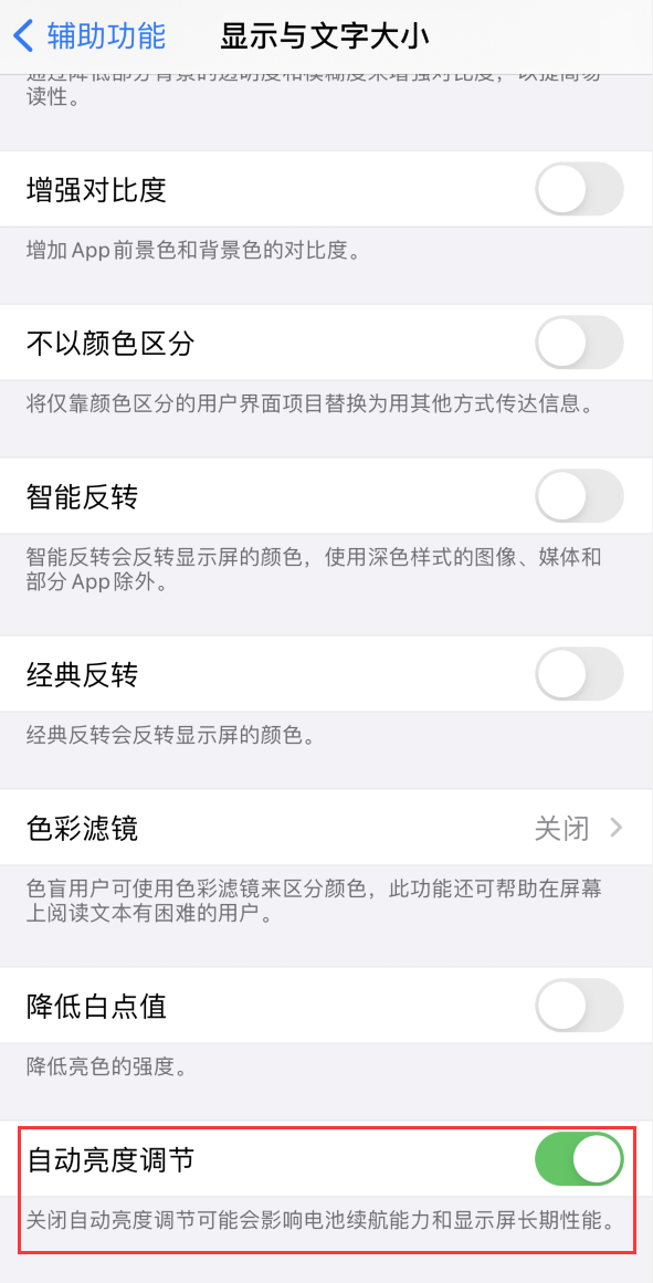 永州苹果手机维修分享iPhone 自动亮度调节失灵怎么办 